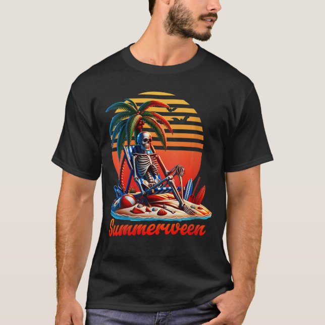 Camiseta Ropa de verano de Halloween de esqueleto de Summer (Anverso)