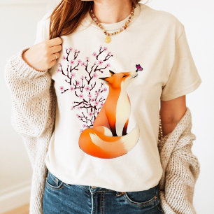 Camiseta Ropa de zorro rosa lindo flor de cerezo 