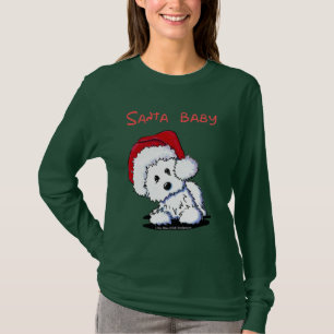 Camiseta Ropa del BEBÉ de SANTA del perro de Westie