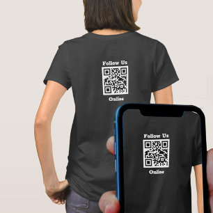Camiseta Ropa del personal. Síguenos En Línea. Código QR en