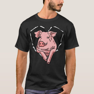 Camiseta Ropa desgarrada Cerdo Cara de taladro rota Corazón