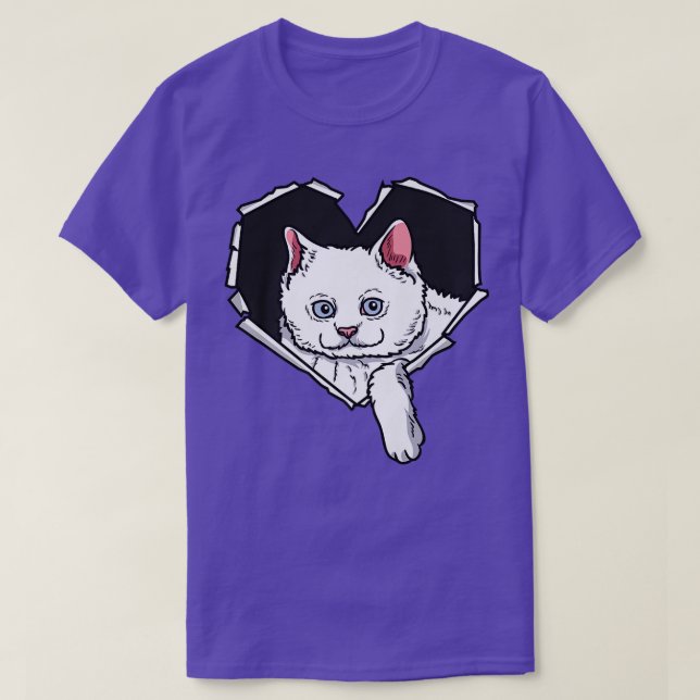 Camiseta Ropa desgarrada Gato Cara desgarradora Agujero Cor (Diseño del anverso)