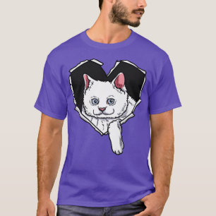Camiseta Ropa desgarrada Gato Cara desgarradora Agujero Cor