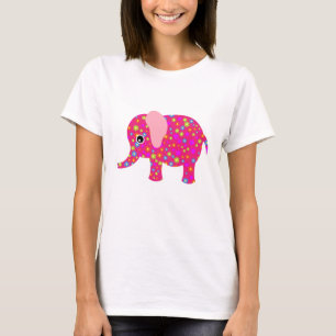 Camiseta Ropa floral rosada del elefante