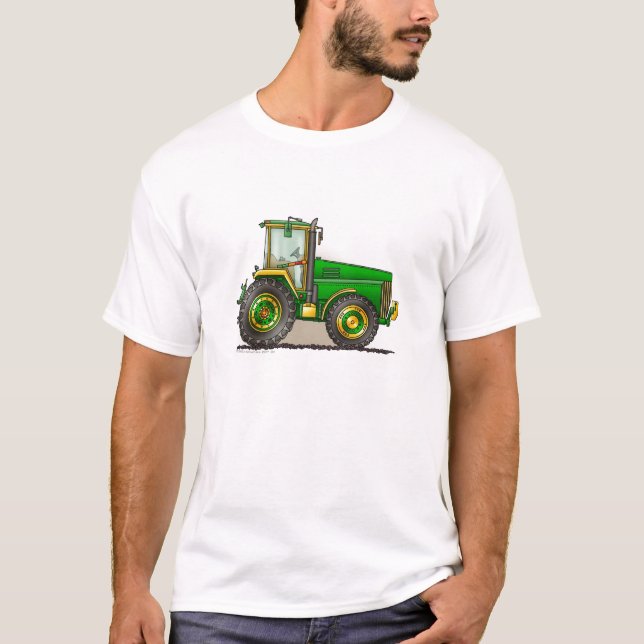 Camiseta Ropa grande verde del tractor (Anverso)