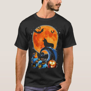 Camiseta Ropa Halloween de calabaza de perro de Corgi Moon