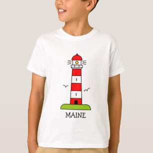 Camiseta Ropa infantil náutica   Farola de Maine caricatura