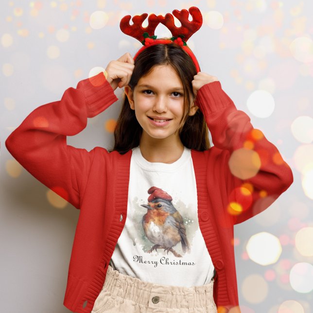 Camiseta Ropa infantil navideña de Robin alegre (Subido por el creador)