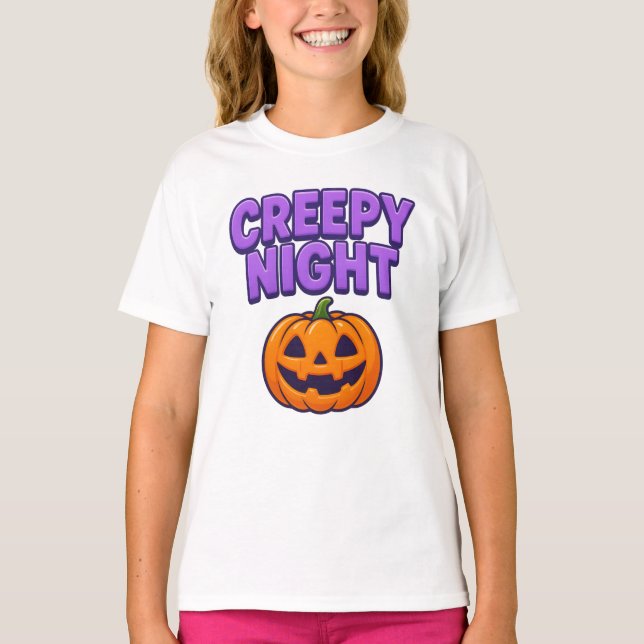 Camiseta Ropa nocturna espeluznante de Halloween Cute Unise (Anverso)
