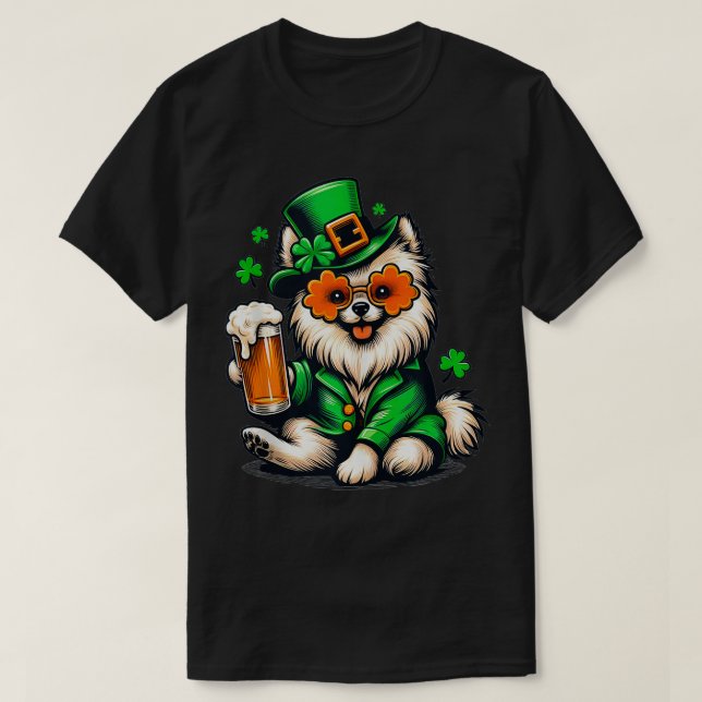 Camiseta Ropa Pomerania Día De San Paddys Para Perro Enamor (Diseño del anverso)