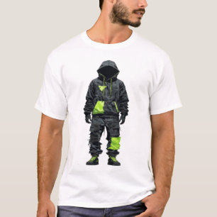 Camiseta Ropa técnica futurista Cyberpunk Verde neón Táctic