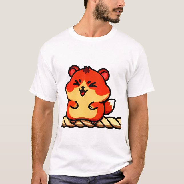 Camiseta Rope Giggles: Chibi Hamster in Red & Cream (Anverso)