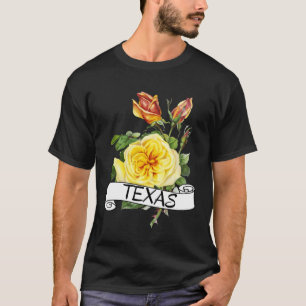 Camiseta Rosa Amarilla de Texas Flor Estado de Texas Jardín