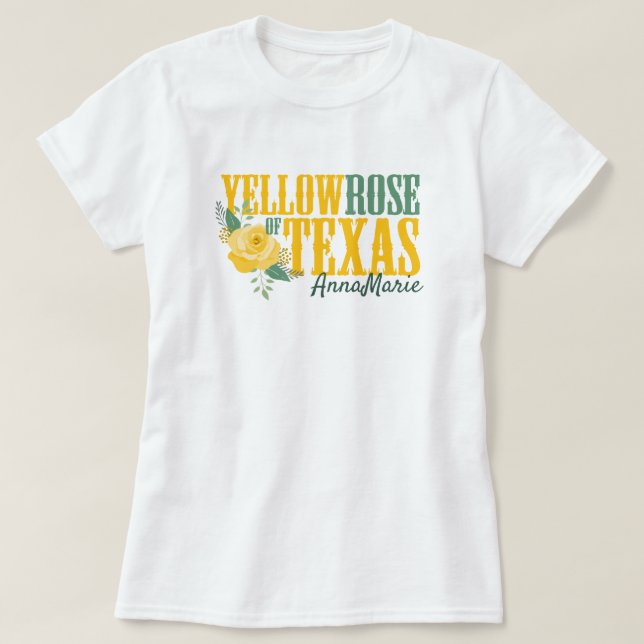 Camiseta Rosa amarilla de Texas - Rosa único (Diseño del anverso)