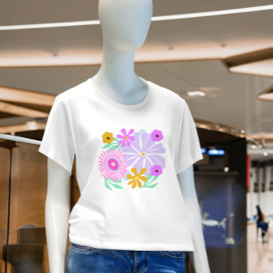Camiseta Rosa amarillo bonito floral moderno colorido