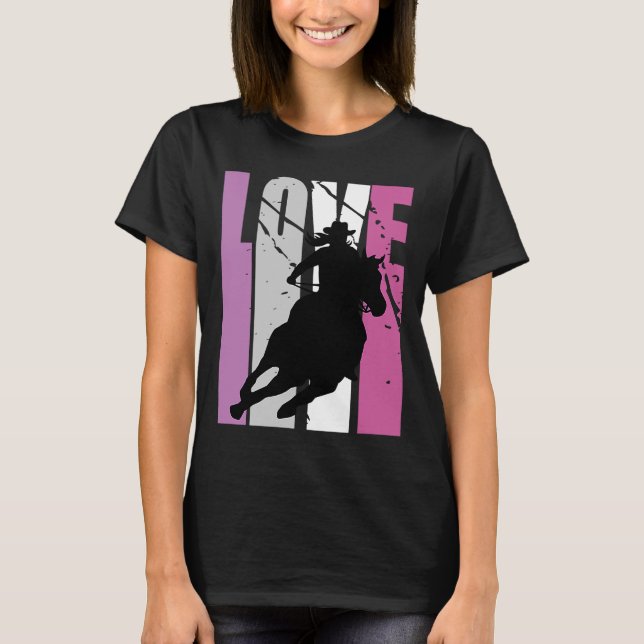 Camiseta Rosa Amor Rodeo Carreras de barril Race Racer Muje (Anverso)