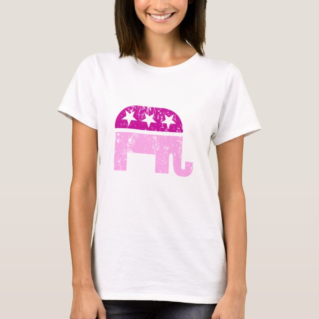 Camiseta Rosa apenado elefante original republicano (Anverso)
