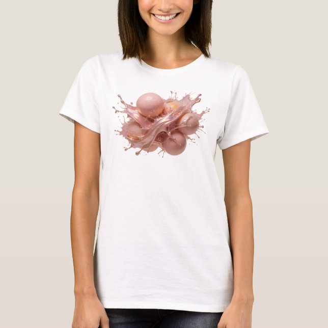 Camiseta rosa artística abstracta de naranjas de m (Anverso)