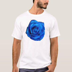 Camiseta Rosa azul bonito Flor de lluvia