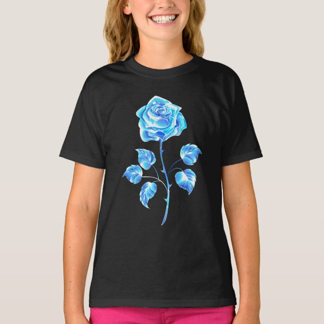 Camiseta Rosa azul en llamas (Anverso)