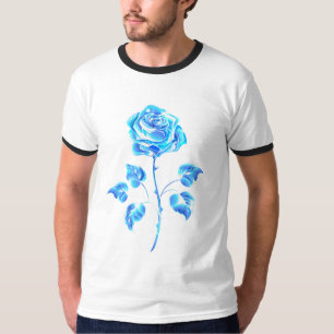 Camiseta Rosa azul en llamas