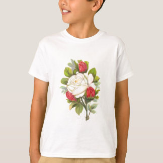 Camiseta Rosa blanca con capuchas rojas