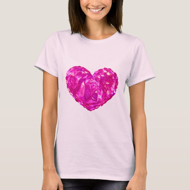 Camiseta rosa brillante con corazón (Anverso)