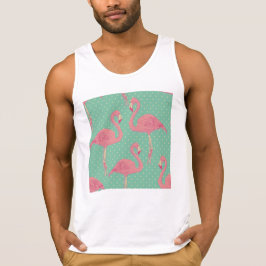 Camiseta Rosa caliente, flamingo, punto de polka, verde azu