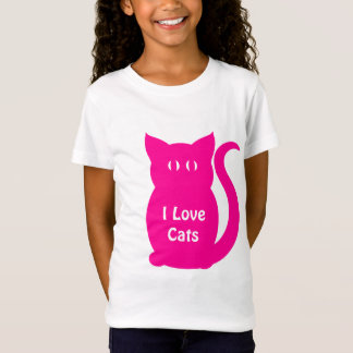 Camiseta Rosa caliente lindo me encantan los gatos para los