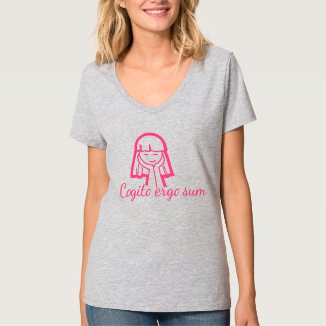 Camiseta rosa chica de pensamiento de Cogito ergo  (Anverso)