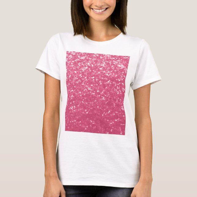 Camiseta Rosa claro rosa falso brillo purpurina (Anverso)