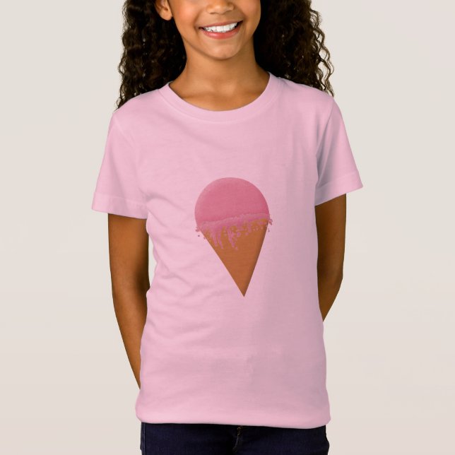 Camiseta rosa con crema de helado de fresa Chicas  (Anverso)