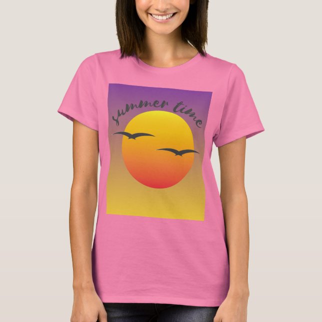Camiseta rosa con diseño de verano  (Anverso)