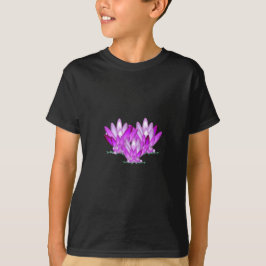 Camiseta Rosa con flores de Lotus sobre fondo verde marino
