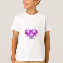 Camiseta Rosa con flores de Lotus sobre fondo verde marino