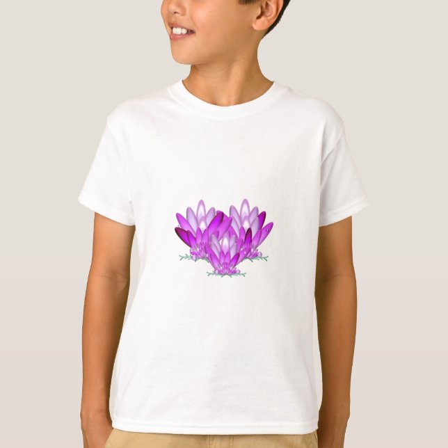 Camiseta Rosa con flores de Lotus sobre fondo verde marino (Anverso)