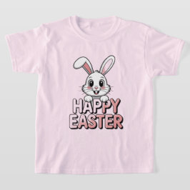 Camiseta rosa conejo blanco feliz Pascua