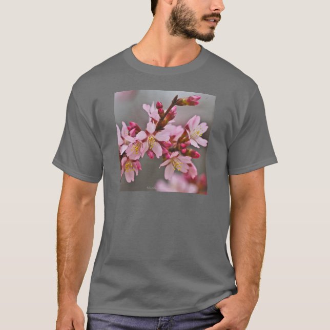 Camiseta Rosa Contra Los Flores De Cerezo Japoneses Con Cie (Anverso)