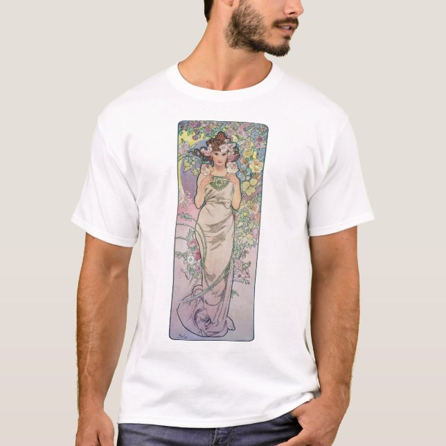 Camiseta Rosa (Cuatro Flores), Alphonse Mucha (Anverso)