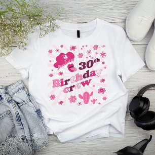 Camiseta Rosa   Cumpleaños de Cowgirl Disco   Grupo de cump