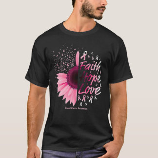 Camiseta Rosa Daisy Flower Faith Esperanza Amar El Cáncer D