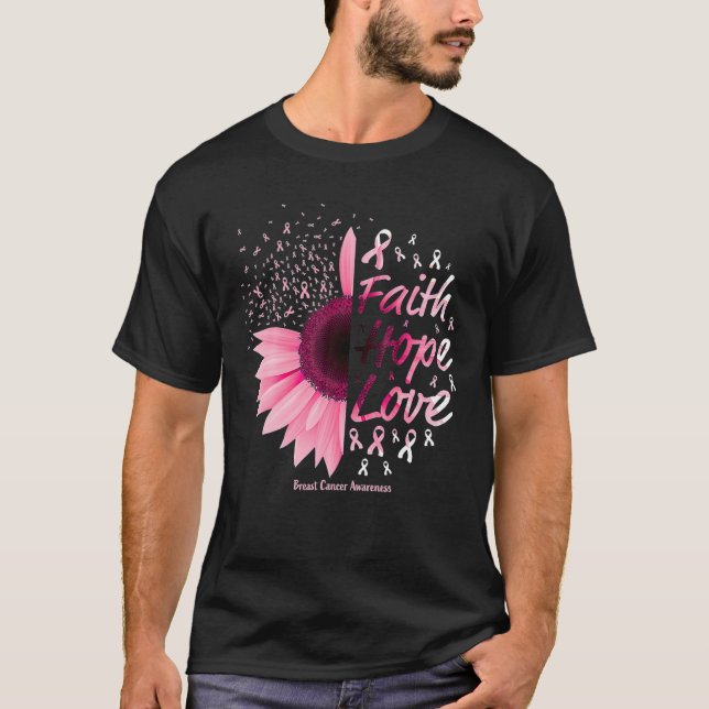 Camiseta Rosa Daisy Flower Faith Esperanza Amar El Cáncer D (Anverso)