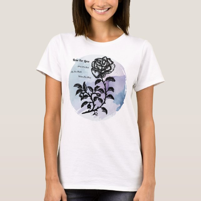 Camiseta Rosa de algodón de amor sobre azul (Anverso)