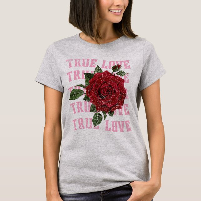 Camiseta Rosa de amor verdadero El día de San Valentín romá (Anverso)