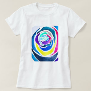 Camiseta Rosa de arte pop azul acuarela