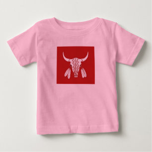 Camiseta rosa de bebé de Búfalo fantasma rojo