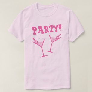 Camiseta rosa de bebidas para fiesta retro