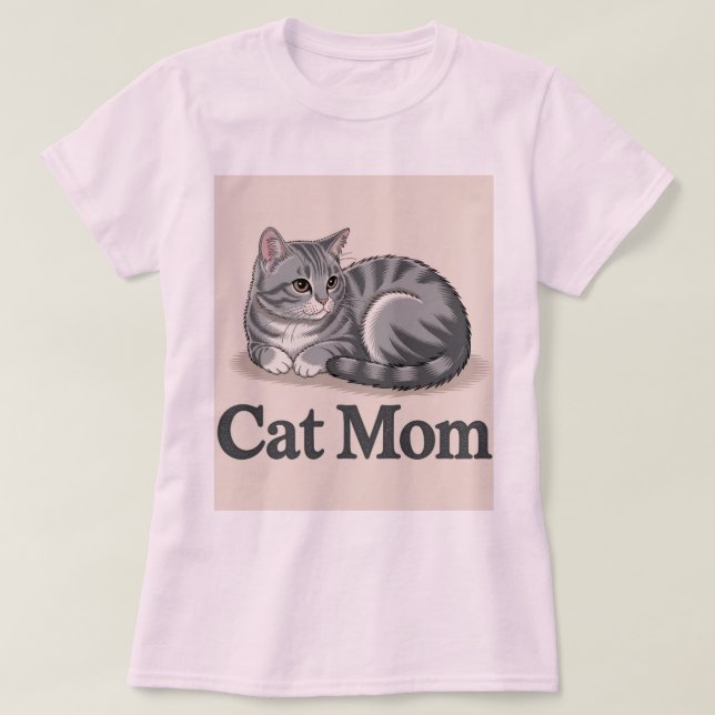 Camiseta rosa de Cat Mom (Diseño del anverso)