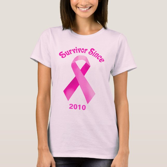 Camiseta rosa de cinta de pecho para el cáncer de  (Anverso)