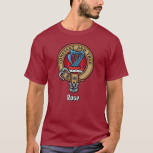 Camiseta Rosa de clan Escudo sobre Tartán